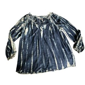 Knox Rose Blue and White Tie-Dye Blouse